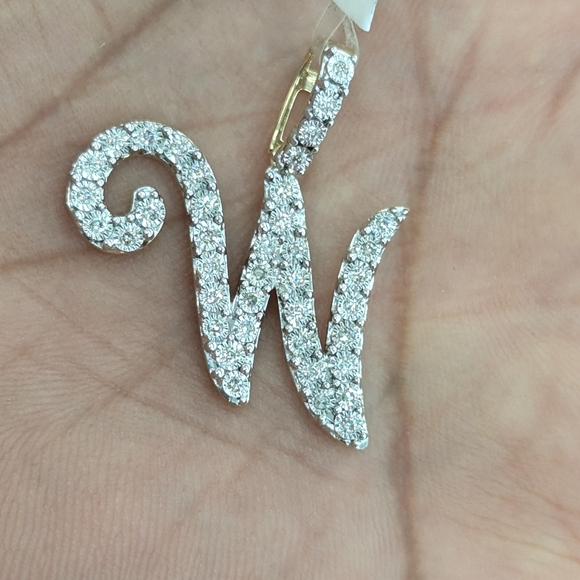Real Diamond 10kt Yellow Gold Fanuc Style Initial W Pendant